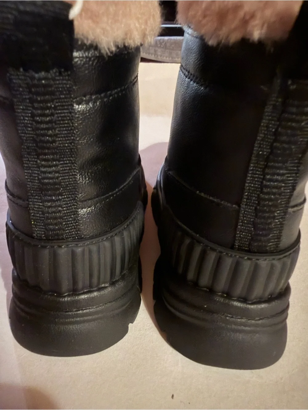 Zara Toddler Size 7.5 Black Winter Boots with Faux-Fur Trim